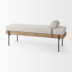 Colburne Cream Fabric w/Brown Wood Bench