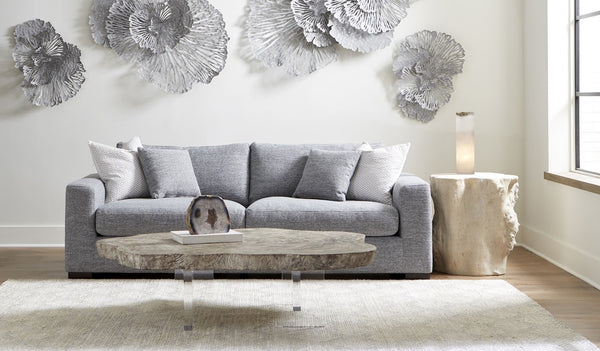 Floating Coffee Table on Acrylic Legs, Gray Stone, Size Varies