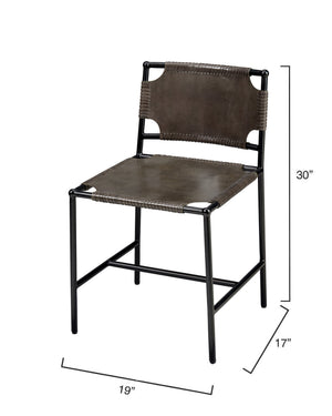 Asher Leather Dining Chair, Grey