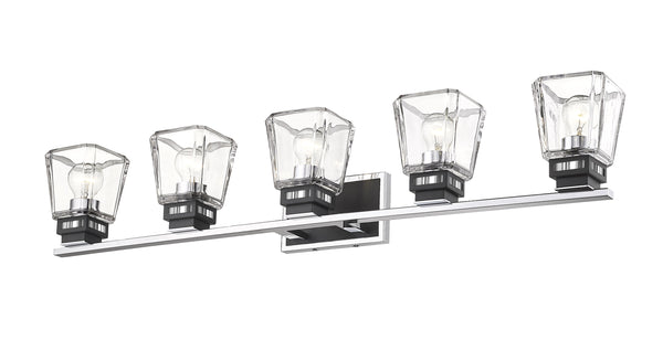 Jackson 5 Light Vanity in Chrome + Matte Black Finish