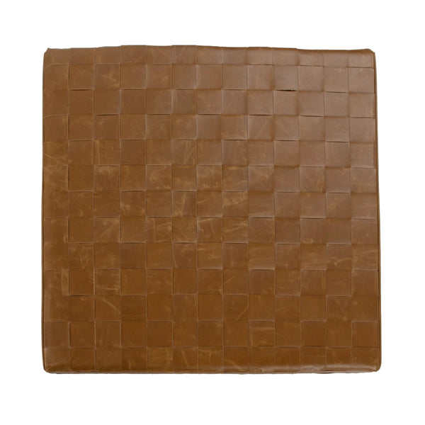 Aristo Leather Square Ottoman in Chestnut