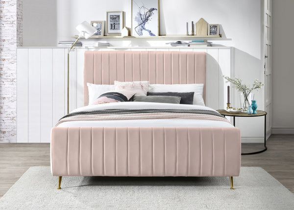 Marcos Full Bed In Pink Velvet