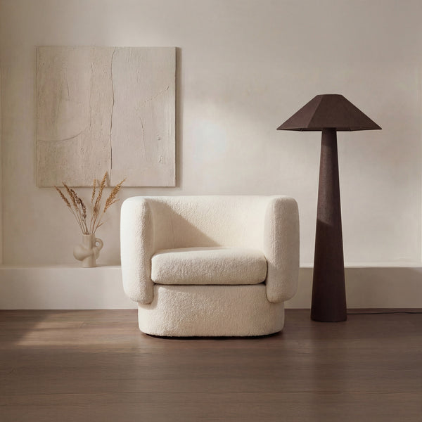 Gigi Dark Brown Floor Lamp with Cotton Shade