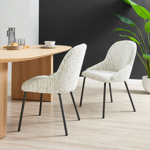 Katrisa KD Boucle Dining Side Chair, Zenith White