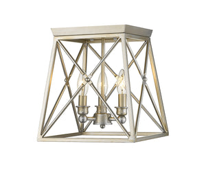 Trestle 3 Light Flush Mount in Antique Silver Finish