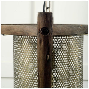 Keppler 16L x 16W x 18.3H Perforated Metal and Wood Pendant Light