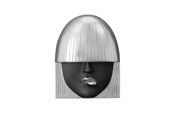 Fashion Faces Wall Art, Smallall, Black And Silver Leaf, Set Of 3