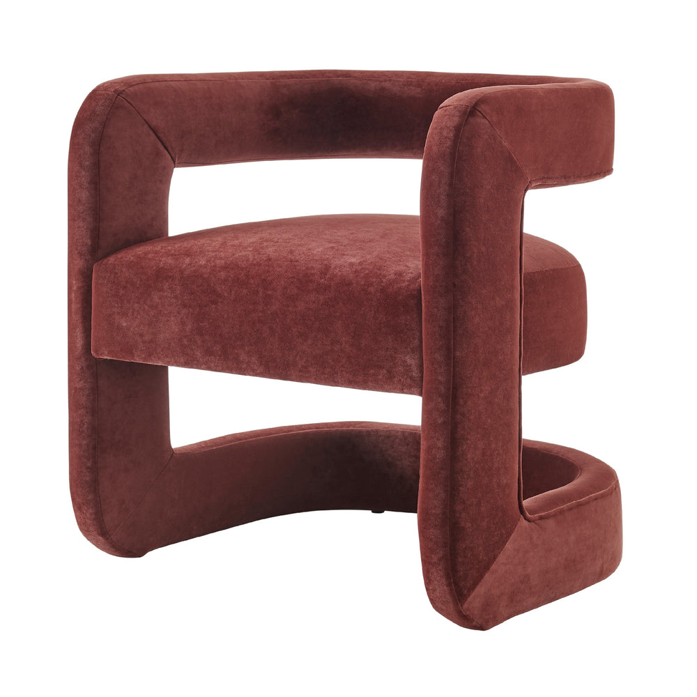 Althea Velvet Accent Arm Chair, Dainty Maroon