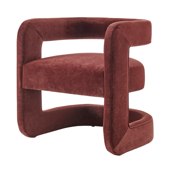 Althea Velvet Accent Arm Chair, Dainty Maroon