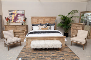Adelaide Solid Wood Queen Bed - Natural Cream Wash