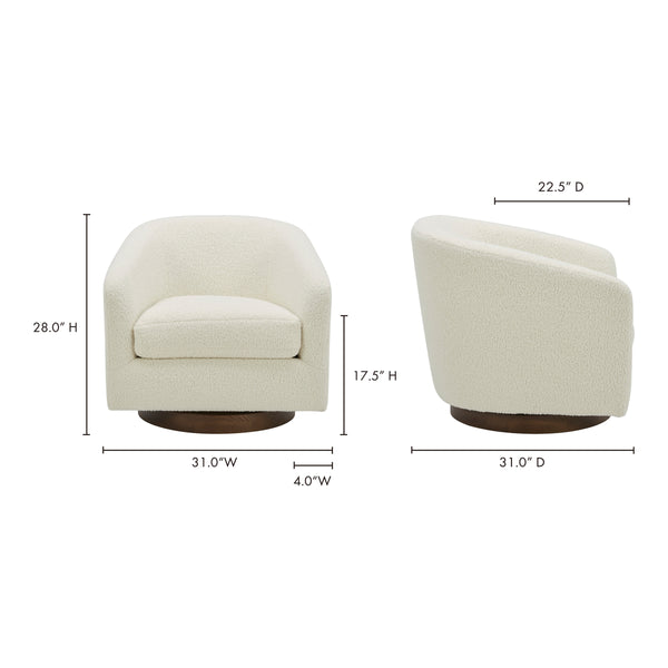Oscy Swivel Chair in Faux Shearling White