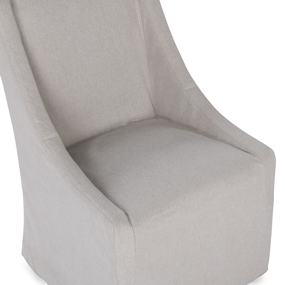 Warwick Upholstered Rolling Dining Chair in Stone Beige