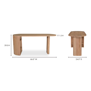 Moe's Theo Desk with Shelves in Natural Oak