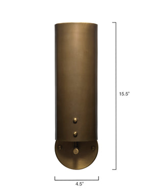 Olympic 1-Light Wall Sconce, Antique Brass Metal