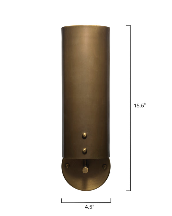 Olympic 1-Light Wall Sconce, Antique Brass Metal
