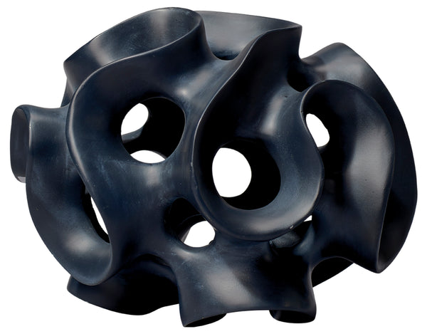 Ribbon Resin Decorative Sphere, Black