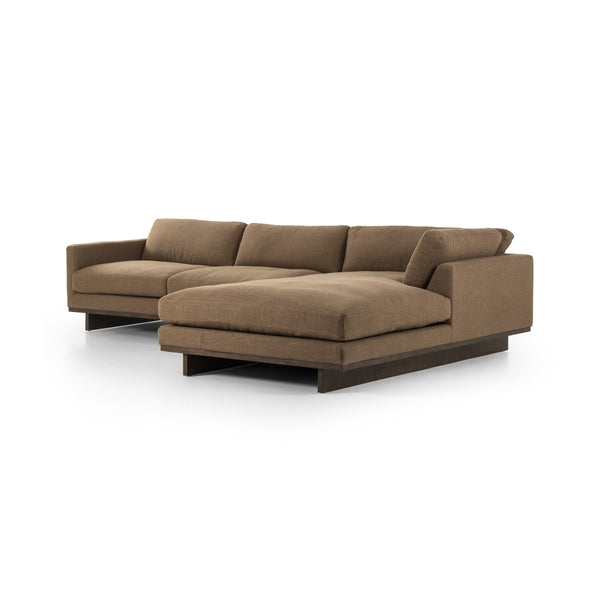 Everly 2-Piece Sectional In Antwerp Cafe And Terra Brown Parawood