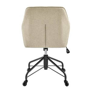 Thompson Fabric Swivel Office Arm Chair In Strata Cream