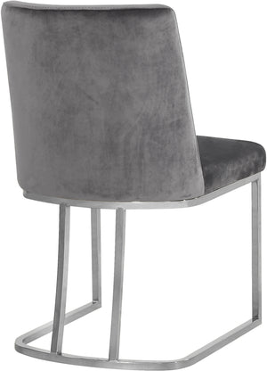 Rick Dining Chair In Grey Velvet and Chrome