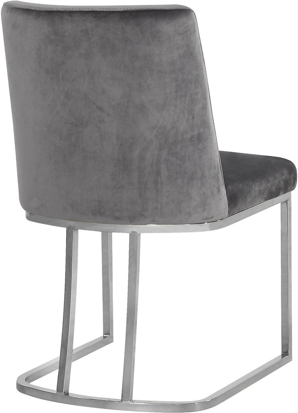 Rick Dining Chair In Grey Velvet and Chrome