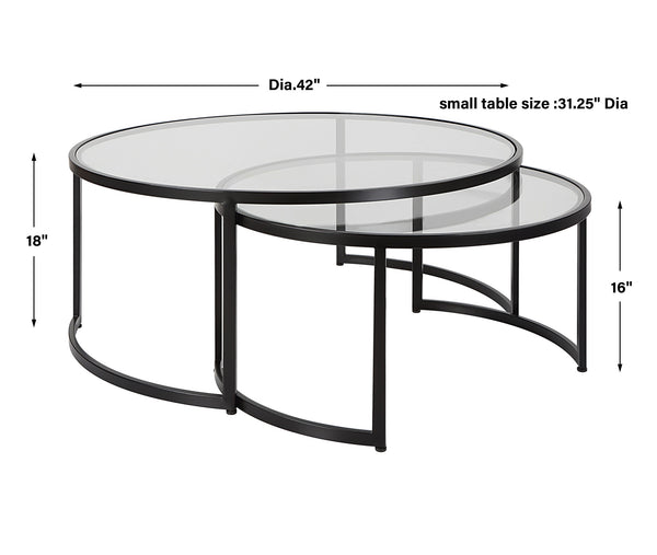 Rhea Black Nesting Coffee Tables S/2