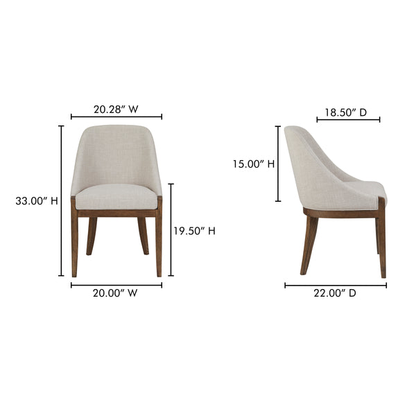 Moe's Edward Dining Chair in Heather Beige
