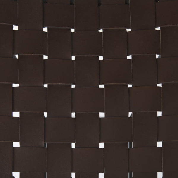 Clarissa 18.0L x 16.0W x 30.25H Dark Brown Woven Leather Seat W/ Black Metal Frame Bar Stool