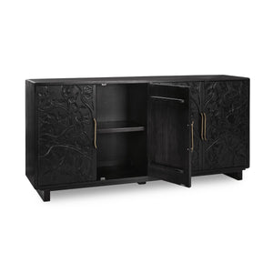 Albero Solid Wood 4Dr Buffet - Handcrafted Black Finish