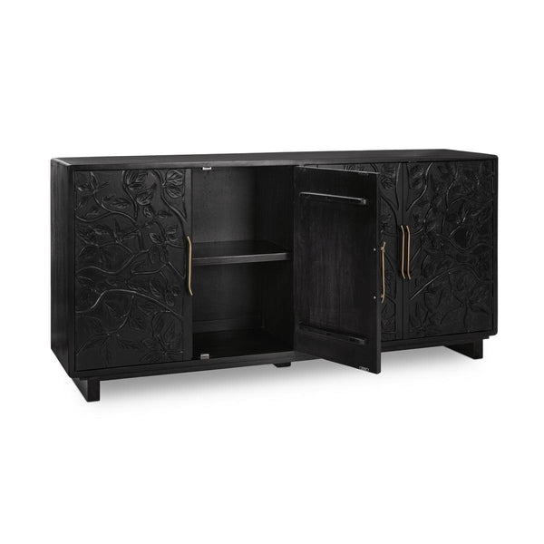 Albero Solid Wood 4Dr Buffet - Handcrafted Black Finish
