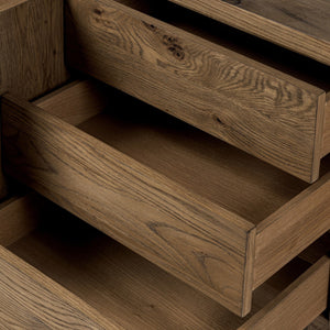 Noeline Media Console In Worn Oak And Worn Oak Veneer And Resawn Worn Oak