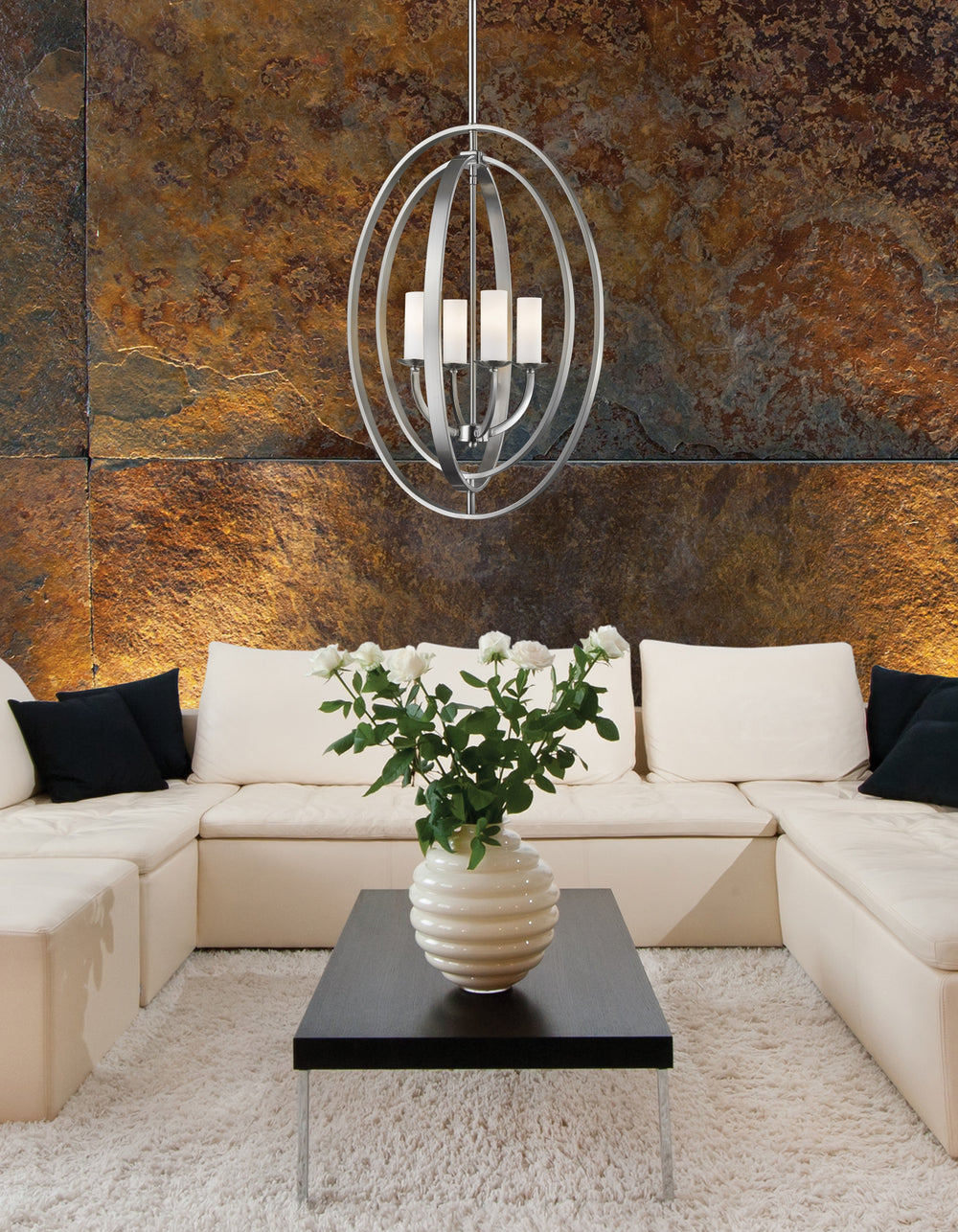 Ashling 4 Light Pendant in Brushed Nickel Finish
