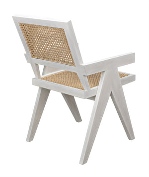 Jude Teak Chair with White Wash Finish and Caning