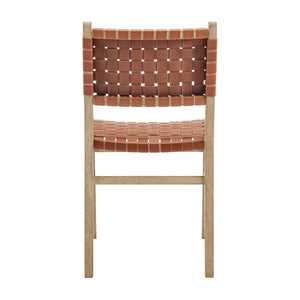 Marco Faux Leather Dining Side Chair Drift Wood Frame, Ochre Brown 