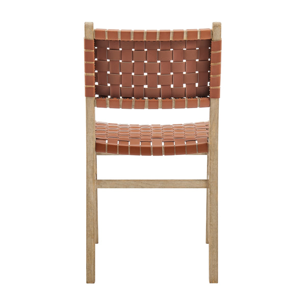 Marco Faux Leather Dining Side Chair Drift Wood Frame, Ochre Brown 