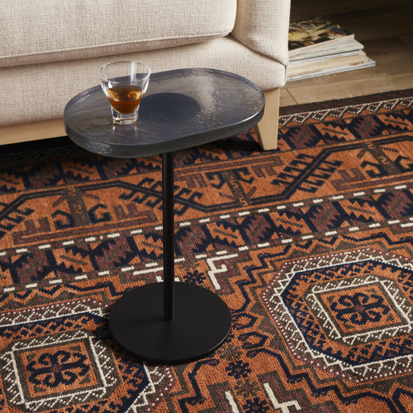 Vinia End Table In Light Blue Cast Glass