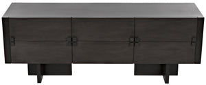 Amidala Mahogany and Veneer Sideboard with Brass Pulls in Two-Tone Pale