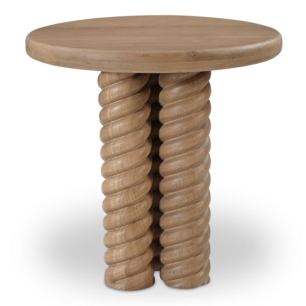 Treccia Side Table with Braided Base in Natural Oak