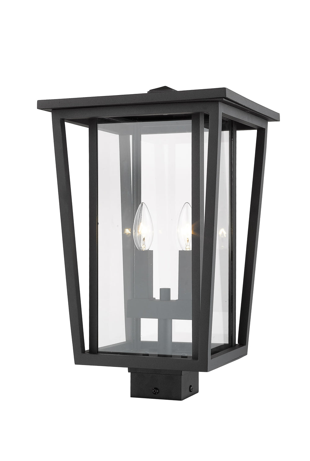 Seoul 2 Light Outdoor Post Mount Fixture in Black Finish