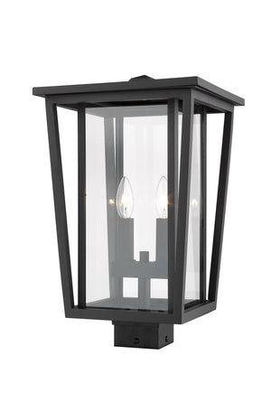 Seoul 2 Light Outdoor Post Mount Fixture in Black Finish