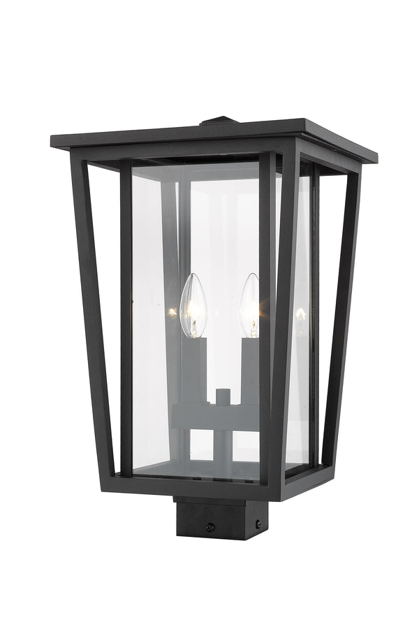 Seoul 2 Light Outdoor Post Mount Fixture in Black Finish
