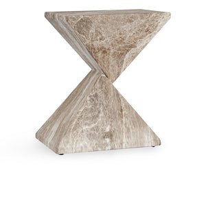 Adler Outdoor Concrete Accent Table in Brown/Ivory