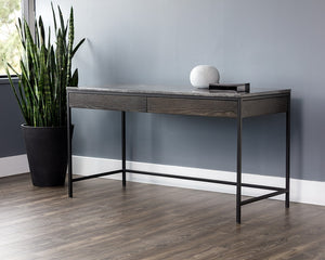 Stamos Desk - Black - Light Grey Marble / Charcoal Grey