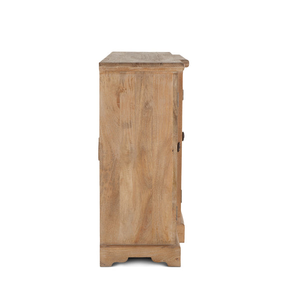San Rafael 75-Inch Mango Wood Cabinet with Carved Lattice Work Doors