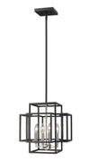Titania 4 Light Pendant in Black + Brushed Nickel Finish