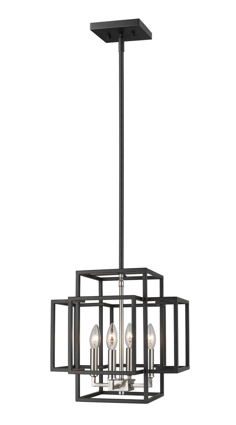 Titania 4 Light Pendant in Black + Brushed Nickel Finish