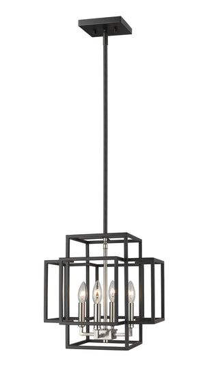 Titania 4 Light Pendant in Black + Brushed Nickel Finish
