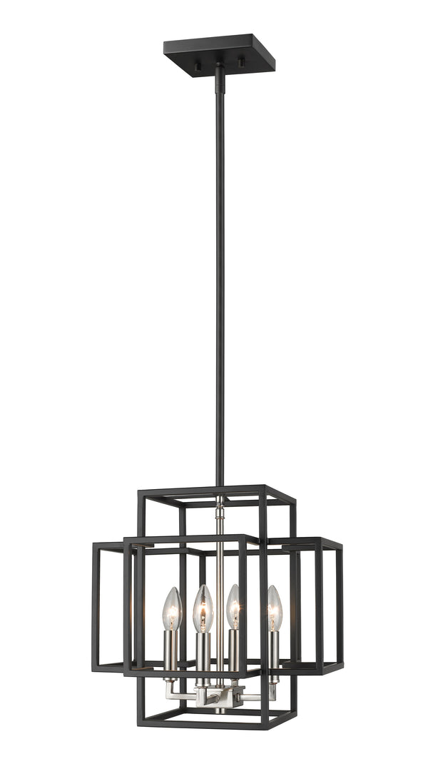 Titania 4 Light Pendant in Black + Brushed Nickel Finish