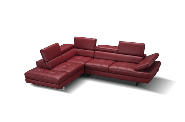 Eliza Italian Leather Sectional Red In Left hand Facing