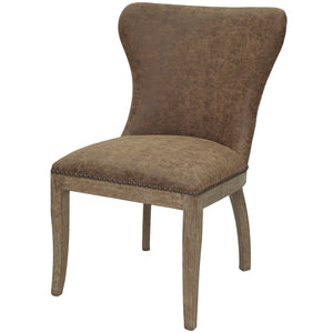 Dorsey Chair Drift Wood Legs In Nubuck Chocolate