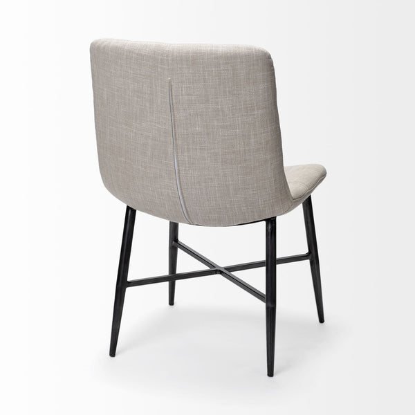 Barrow I Beige Fabric Wrap Black Metal Frame Dining Chair